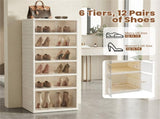 6-Tier Foldable Shoe Rack with Clear Doors, No-Tool Assembly Shoe Storage Organizer for Entryway 54367985