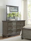 ZUN Transitional-Rustic Style Coffee and Antique Gray 6-Drawer Dresser 1pc Flat Knobs Classic Bedroom B011P240233