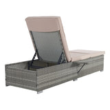 ZUN OUTDOOR SOFA PE RATTAN FURNITURE DECK CHAIR GRAY RATTAN W874P146993