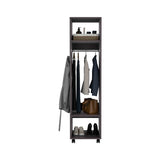 Cluster 63" Tall Wardrove with Mirror, Three Shelves, Casters and Hanging Rod, Armoire, Bedroom B070P210735
