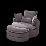 38"W Oversized Swivel Chair with moon storage ottoman for Living Room, Modern Accent Round Loveseat W834P150053