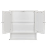 ZUN Double Door Mirror Indoor Bathroom Wall Mounted Cabinet Shelf White 06193321