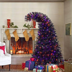 ZUN 6FT Artificial Fir Bent Top Halloween Christmas Tree, Xmas Tree Bendable Grinch Style Christmas Tree PX292919AAB