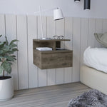 ZUN Adele Floating Nightstand with Drawer and Open Storage Shelves B200P188830