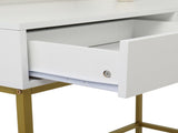 Large Vanity Set with 10 LED Bulbs, Makeup Table with Cushioned Stool, 3 Storage Shelves 2 Drawers, 09207854