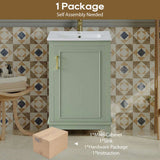 20 Inch Modern Small Bathroom Vanity Cabinet With Ceramic Basin- 20*14.5*33.3 Inches,Ample N729P170386F
