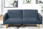 ZUN Modern Electric Look 1pc Convertible Sofa Couch Navy Color Linen Like Fabric Cushion Wooden Legs HS00F8506-ID-AHD