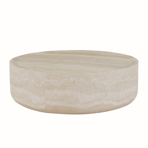 ZUN 35.43'' Faux MARS Pattern Coffee Tables for Room Round Tea Faux Travertine Textured table for W876P154756