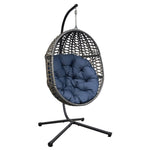 ZUN Hanging Swing Egg Chair with Stand,Outdoor Patio Wicker Tear Drop Shape Hammock Chair with Cushion W1889P154059