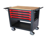 4 DRAWERS MULTIFUNCTIONAL TOOL CART WITH WHEELS AND WOODEN TOP W110265906