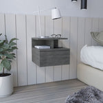 ZUN Adele Floating Nightstand with Drawer and Open Storage Shelves B200P173190