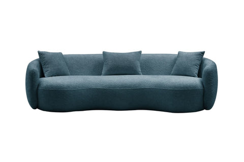 ZUN Modern Curved Sofa, Boucle Fabric Couch for Bedroom, Office, Apartment Blue W876102840