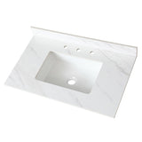 37 Inch Marble Vanity Top, White Vanity Top with Pre-drilled Faucet Holes, Bathroom Vanity Top with 95988698