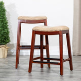 30" Bar Stool, Cherry Finish, Bone Leather Seat B04660608