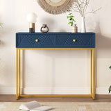 TREXM Modern Sleek Console Table Two Drawers with Stripe Design for Living Room and Entryway N715P201976M