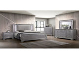 2 Drawers Wooden Nightstand with Mirror Trim, Light Gray B016P251572