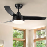 YUHAO 42-Inch 3-Blade Matte Black DC Motor Modern Contemporary LED Ceiling Fan-42 x 42 x 10.34 W1367P183809