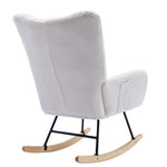 ZUN Rocking Chair Pocket, Soft Teddy Fabric Rocking Chair for Nursery, Comfy Wingback Glider Rocker W137294652