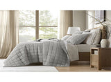 3-Piece King/Cal King Linen Garment Washed Quilt Set,Gray B035P408300