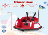 Red 5-Point Seat Belt Kids Bumper Car with Flashing Lights & Music, Safe 0.7-1.2 MPH Ride-On Toy for 52136886