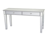 2-Drawer Modern Style Computer Desk MDF Mirror Dressing Table 41.34*14.17*29.92in Silver 20041473