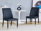 Modern Dining Chairs Set of 4, Black PU Leather Upholstered Chairs with High Back and Chrome Metal W3493P427136