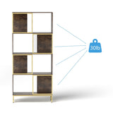 4-Tier Industrial Bookcase, Rustic Wood and Metal Frame, Asymmetrical Design, Display Storage W2167P192763