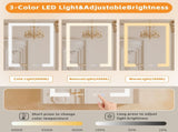 Bathroom LED Lighted Medicine Cabinet with Storage, 24" W x 30" H, Wall Mounted or Recessed, W5609P461277