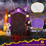 ZUN 9.8 FT Halloween Inflatables Haunted House Castle Archway Outdoor Decorations, Scary Halloween Giant 03459375