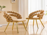 Set of 2 Modern Velvet Dining Chair with Bubble Back, Accent Chair with Gold Metal Legs, Upholstered W3875P446131