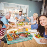 1500W Electric Indoor Grill 2 in 1 Electric BBQ Gill with Grill Net Removable Plate 5 Temperature 90269749