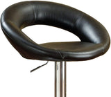 Black Faux Leather Stool Adjustable Height Chairs Set of 2 Chair Swivel Design Chrome Base PVC B01149814