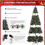 7.5 FT Pre-lit Artificial Snow Tipped Christmas Tree, Hinged Xmas Pine Tree with 1368 Branch Tips, 84208916