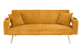 The straight-row white corduroy sofa with throw pillows, featuring a minimalist style, is suitable W1658P251985