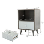 ZUN Set of 2 Low foot bedside table with drawer storage compartment - gray W2181P144002