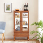 ZUN Lighted Glass Cabinet Glass Wine Cabinet Curio Display Cabinet with Adjustable Glass Shelves 2 Doors W2275P178824