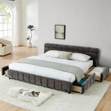 King Size Upholstered Bed ,comfortable upholstered bed frame, Chenille fabric, with headboard and W487P235314