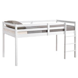 Elevated Cross Bracing Straight Ladder Twin Pine Wooden Bed White 49261436