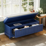 TREXM Classic Storage Bench with Cushioned Seat and Three Drawers for Entryway and Living Room N715P207812M