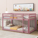 ZUN Twin over Twin Floor Bunk Bed,Pink W504P168547