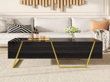 Modern Rectangular High Gloss Coffee Table for Living Room with Storage and Gold Base, 4 drawers, N735P350386B