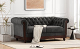 ZUN VIVALUX 59.44" Chesterfield Velvet Loveseat Sofa,2-Person Rolled Arm Dutch Plush Upholstered Sofa N762P178705E