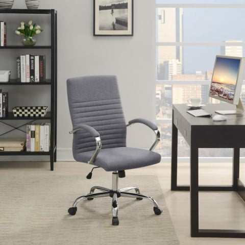 ZUN Grey and Chrome Adjustable Desk Chair B062P153802