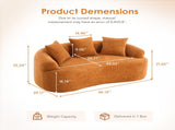 LY-025S Curved Loveseat Orange Full Compression Sponge Sofa, 30D Chenille No-Assembly Compact Sofa W2231P261292