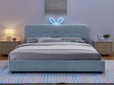 Queen Size Kids Upholstered Bed with Oversized Rabbit Ear Headboard, LED Light & 4 Storage Drawers, W1413P384928