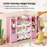 Pink Multi-Functional Kids Storage Shelf - Toy OrganizerBookcase, 56"x12"x39", Anti-Toppling, 35588897