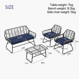4-piece wicker patio furniture set with tempered glass table, detachable blue cushion cover for easy W2071P291321