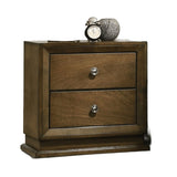 Walnut Finish 1pc Nightstand Transitional Style Bedside Table 2-Drawers Zinc Iron Bronze Metal Knob B2741P326707