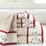 ZUN Embroidered Cotton Jacquard 6 Piece Towel Set B03598751