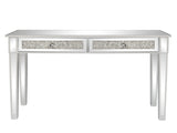 2-Drawer Modern Style Diamond-Embellished Computer Desk MDF Mirrored Entryway Table 42*15*29.92in 03566271